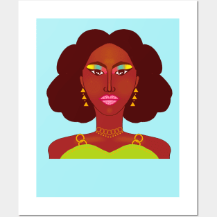 Fierce African Girl With Star Gold Jewellery & Makeup Posters and Art